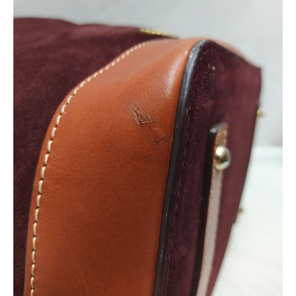 Dooney & Bourke Burgundy Suede Leather Drawstring Bucket Shoulder Bag - Picture 16 of 16